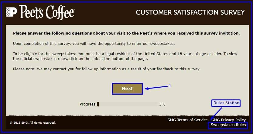 PeetsListens Survey and Sweepstakes Official Rules