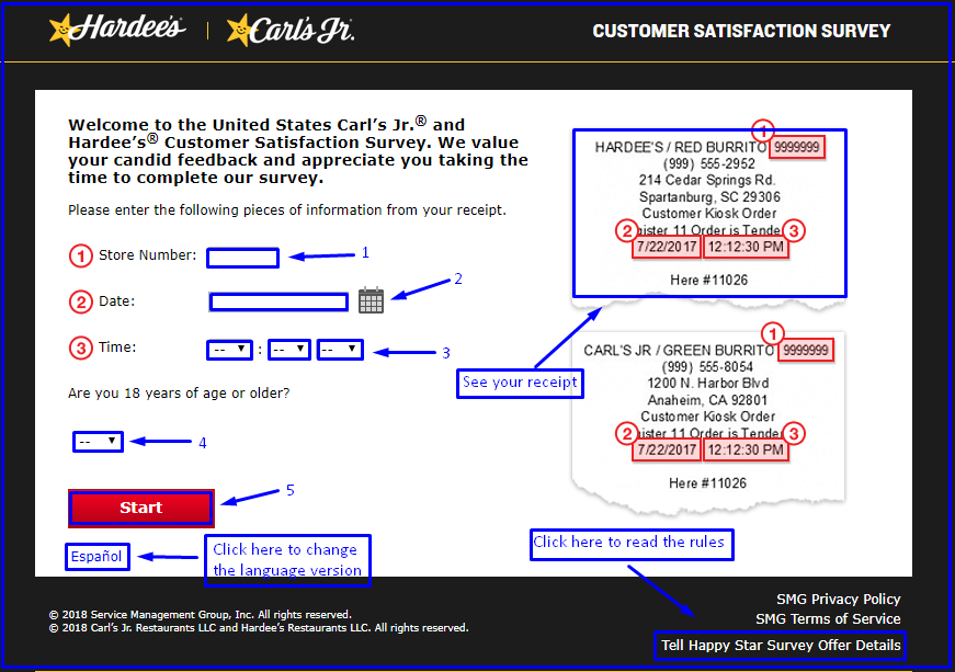 Tell Hardees Survey and Official Rules